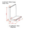 L-Element Honderd 50x50x100 cm (L x Voet x H) Grijs