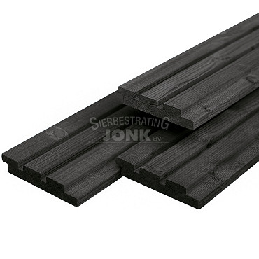 JWOODS Vuren Triple profiel plank 2,2x14x300 cm, zwart gespoten