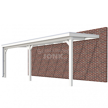 Veranda Classic 700, 712 x 310 cm., vuren, dakplaten helder, wit gespoten