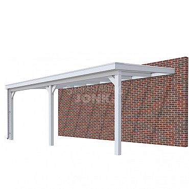 Veranda Classic 700, 712 x 360 cm., vuren, dakplaten opaal, lichtgrijs gespoten