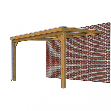 Veranda Classic 400, 412 x 360 cm., douglas, dakplaten helder, groen geïmpregneerd