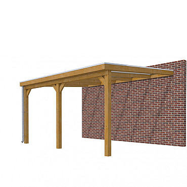 Veranda Classic 500, 512 x 410 cm., douglas, dakplaten helder, groen geïmpregneerd