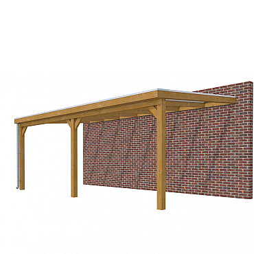 Veranda Classic 700, 712 x 360 cm., douglas, dakplaten helder, groen geïmpregneerd