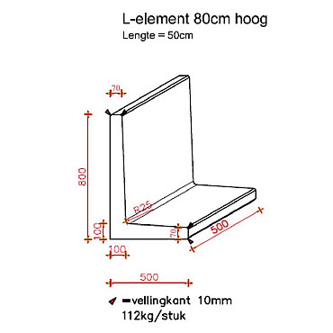 L-Element Tachtig 50x50x80 cm (L x Voet x H) Antraciet