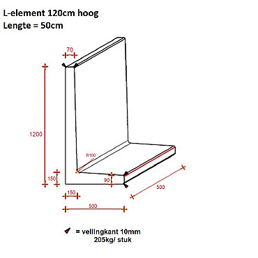 L-Element Honderdtwintig 50x50x120 cm (L x Voet x H) Antraciet