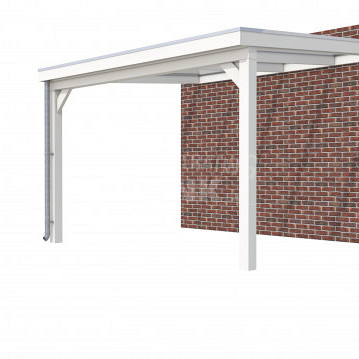 Veranda Classic 400, 412 x 360 cm., vuren, dakplaten helder, wit gespoten