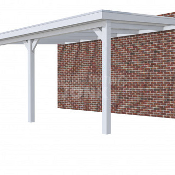 Veranda Classic 600, 612 x 410 cm., vuren, dakplaten opaal, lichtgrijs gespoten