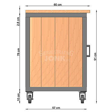 Buitenkeuken Acero 190x57x88 (bxdxh) onbehandeld, geschaafd douglas