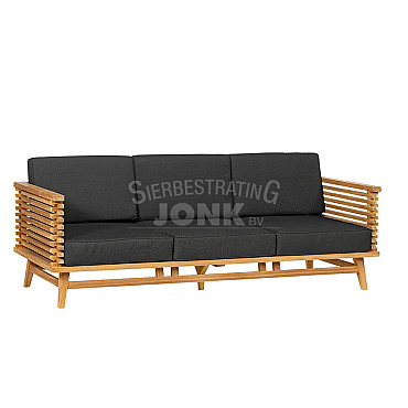 Riverside 3-zits bank 220x80x83 cm teak incl. kussens