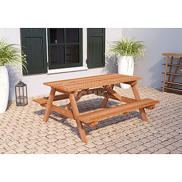 Picknicktafel Economy onbehandeld, geschaafd hardhout 160x150x75 cm