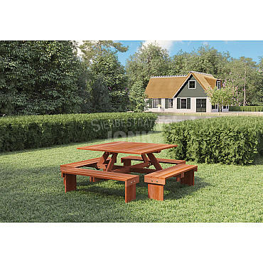 Picknicktafel Vierkant geolied hardhout 210x210x75 cm