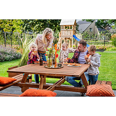 Picknicktafel Vierkant geolied hardhout 210x210x75 cm