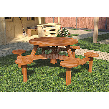 Picknicktafel Rondo geolied hardhout Ø213x77 cm