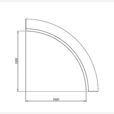 Gepoedercoat staal keerwand binnenbocht 100x100x30 cm wit