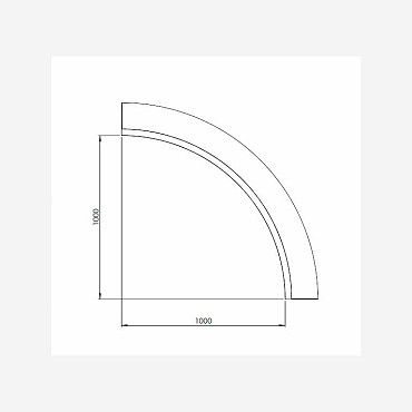 Gepoedercoat staal keerwand binnenbocht 100x100x30 cm wit