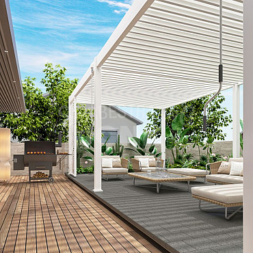 Shuttershade Aluminium Pergola 360x720x255cm White RAL 9016 Vrijstaand