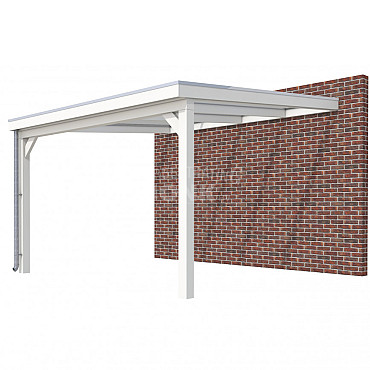 Veranda Classic 400, 412 x 410 cm., vuren, dakplaten opaal, wit gespoten