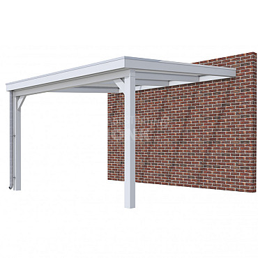 Veranda Classic 400, 412 x 410 cm., vuren, dakplaten helder, lichtgrijs gespoten