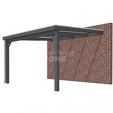 Veranda Classic 400, 412 x 410 cm., vuren, dakplaten helder, antraciet gespoten