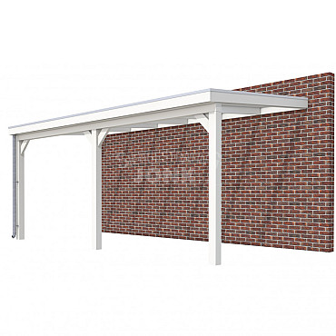 Veranda Classic 600, 612 x 310 cm., vuren, dakplaten helder, wit gespoten