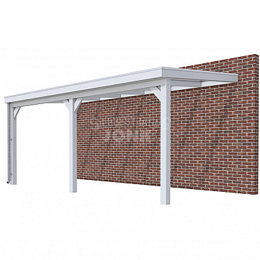 Veranda Classic 600, 612 x 310 cm., vuren, dakplaten opaal, lichtgrijs gespoten