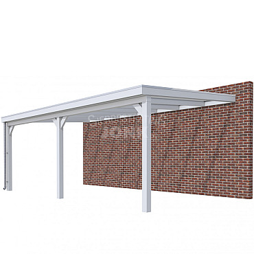 Veranda Classic 700, 712 x 410 cm., vuren, dakplaten helder, lichtgrijs gespoten