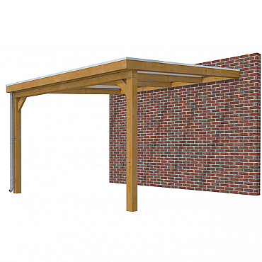 Veranda Classic 400, 412 x 410 cm., douglas, dakplaten helder, groen geïmpregneerd