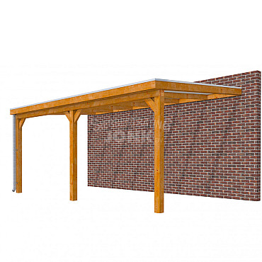 Veranda Classic 600, 612 x 360 cm., douglas, dakplaten helder, transparant gespoten