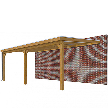 Veranda Classic 700, 712 x 410 cm., douglas, dakplaten helder, groen geïmpregneerd