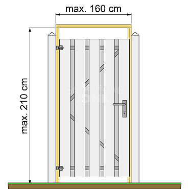 Tuindeurkozijn met aanslaglat max 160 cm breed geschaafd grenen