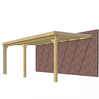 Veranda Classic 600, 612 x 410 cm., vuren, dakplaten helder, groen geïmpregneerd