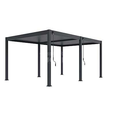 Aluminium pergola overkapping tuin buitenruimte modern onderhoudsvriendelijk lamellen kantelbaar schaduw waterdicht vrijstaand aan muur charcoal white wit antra