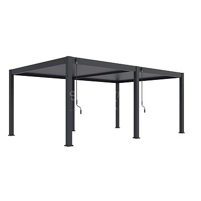 Aluminium pergola overkapping tuin buitenruimte modern onderhoudsvriendelijk lamellen kantelbaar schaduw waterdicht vrijstaand aan muur charcoal white wit antra