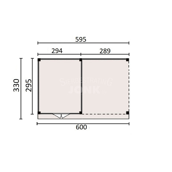 JWOODS Buitenverblijf 600x300cm incl. berging 300(b), Geschaafd met zweeds rabat Naturel