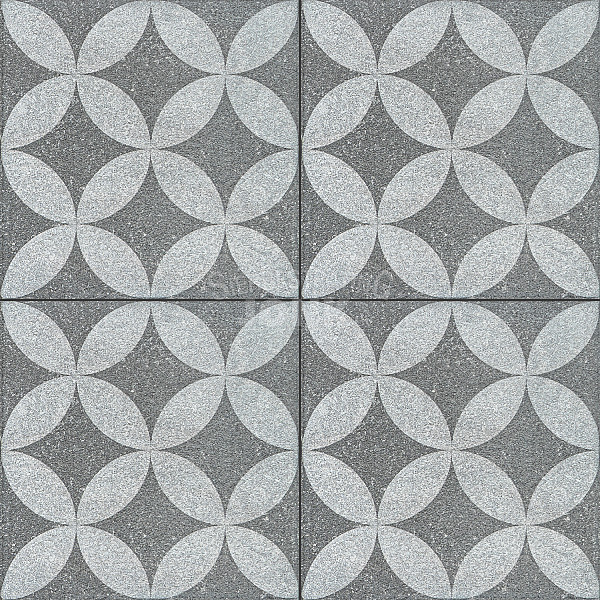 Restpartij Zwanenburg: ca. 4m2 GeoProArte Design 60x60x4 cm Belgian Blue Dark Grey Flower