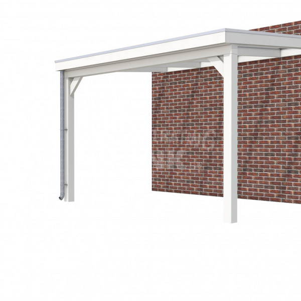 Veranda Classic 400, 412 x 310 cm., vuren, dakplaten helder, wit gespoten