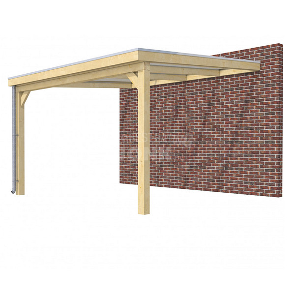 Veranda Classic 400, 412 x 410 cm., vuren, dakplaten helder, onbehandeld