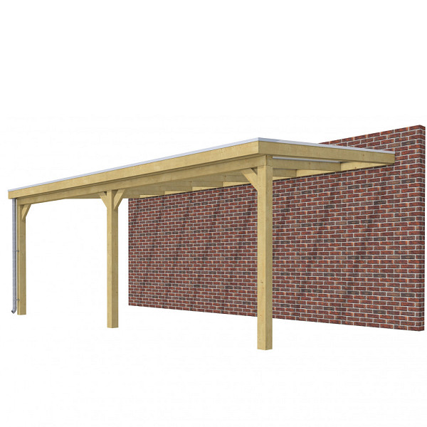 Veranda Classic 700, 712 x 360 cm., vuren, dakplaten helder, groen geïmpregneerd