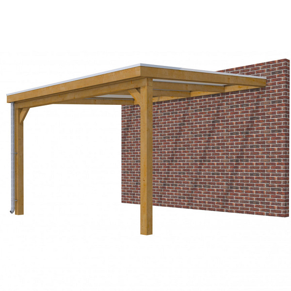 Veranda Classic 400, 412 x 410 cm., douglas, dakplaten helder, groen geïmpregneerd