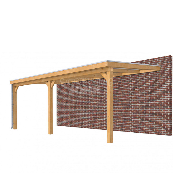 Veranda Classic 700, 712 x 360 cm., douglas, dakplaten helder, kleurloos geïmpregneerd