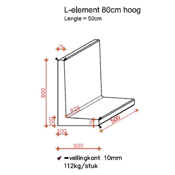 L-Element Tachtig 50x50x80 cm (L x Voet x H) Antraciet