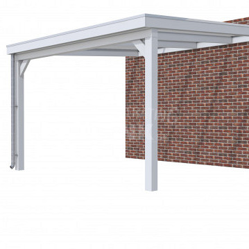 Veranda Classic 400, 412 x 410 cm., vuren, dakplaten helder, lichtgrijs gespoten