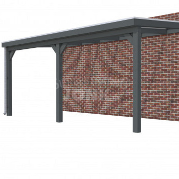 Veranda Classic 600, 612 x 310 cm., vuren, dakplaten helder, lichtgrijs gespoten