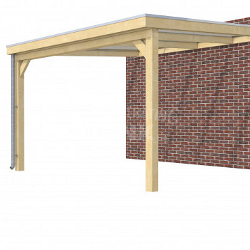 Veranda Classic 400, 412 x 410 cm., vuren, dakplaten helder, onbehandeld