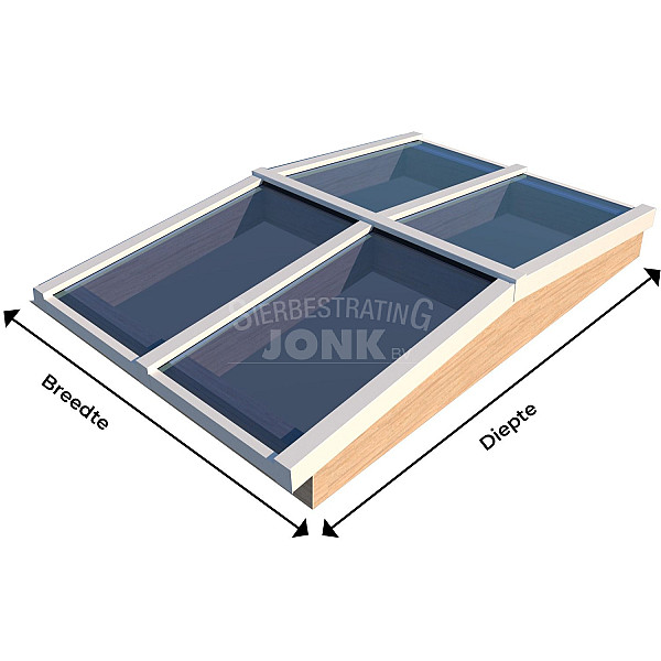 Zadeldak Lichtstraat 4-ruits 158,2(B) x 305(D) cm, enkel glas