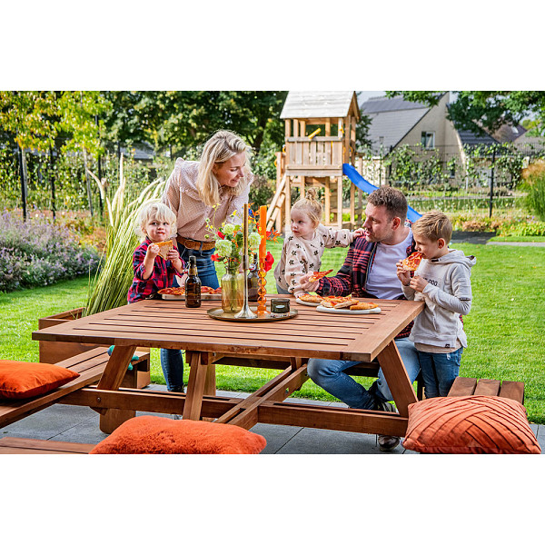 Picknicktafel Vierkant geolied hardhout 210x210x75 cm