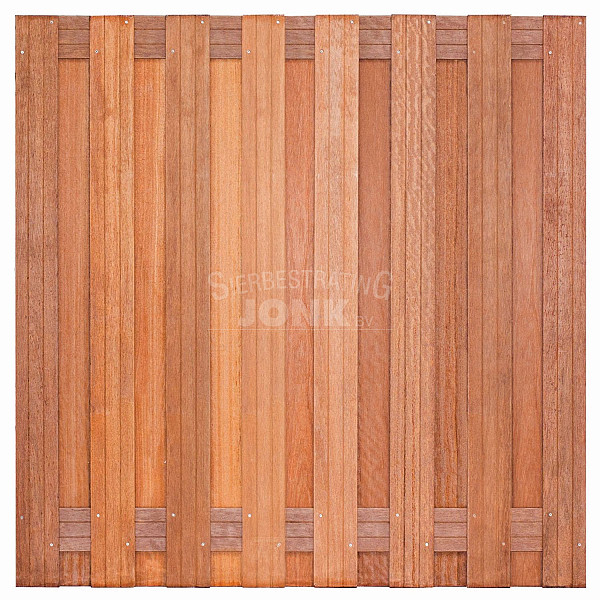 Tuinscherm Kampen geschaafd onbehandeld hardhout 17-planks 180x180 cm