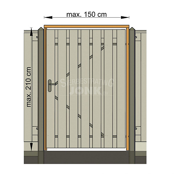 Tuindeurkozijn Jwoods Hardhout met aanslaglat, max. 150 cm breed