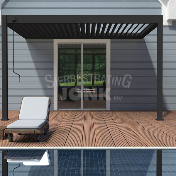 Shuttershade Aluminium Pergola 300x400x255cm Charcoal RAL 7015 Muuraanbouw