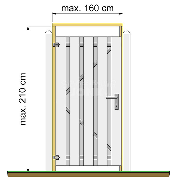 Tuindeurkozijn met aanslaglat max 160 cm breed geschaafd grenen